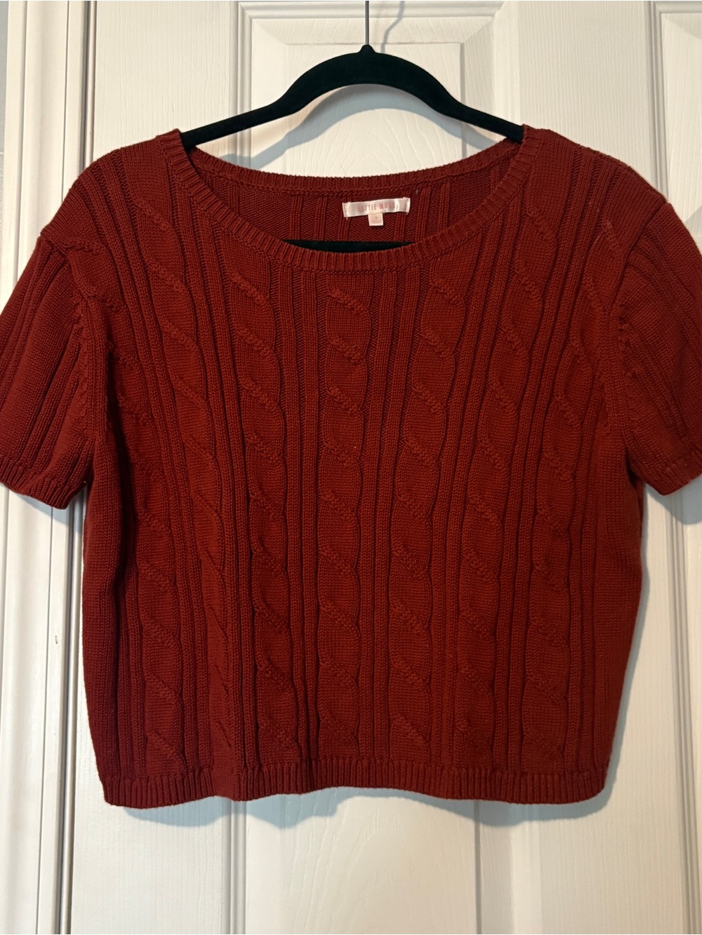 Lottie Moss Cable-Knit Short-Sleeve Sweater
